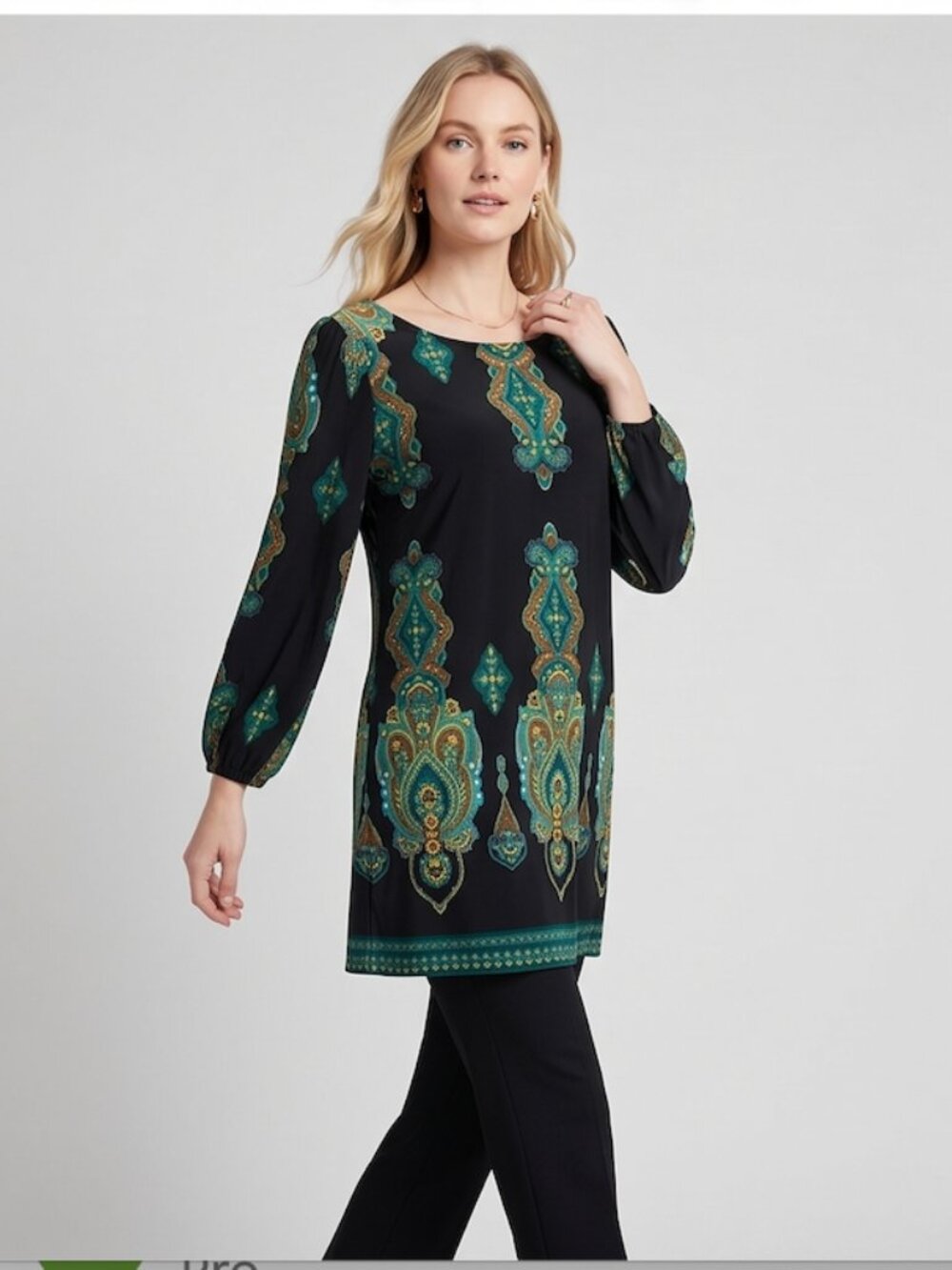 Inc Paisley Print Tunic Dress Black